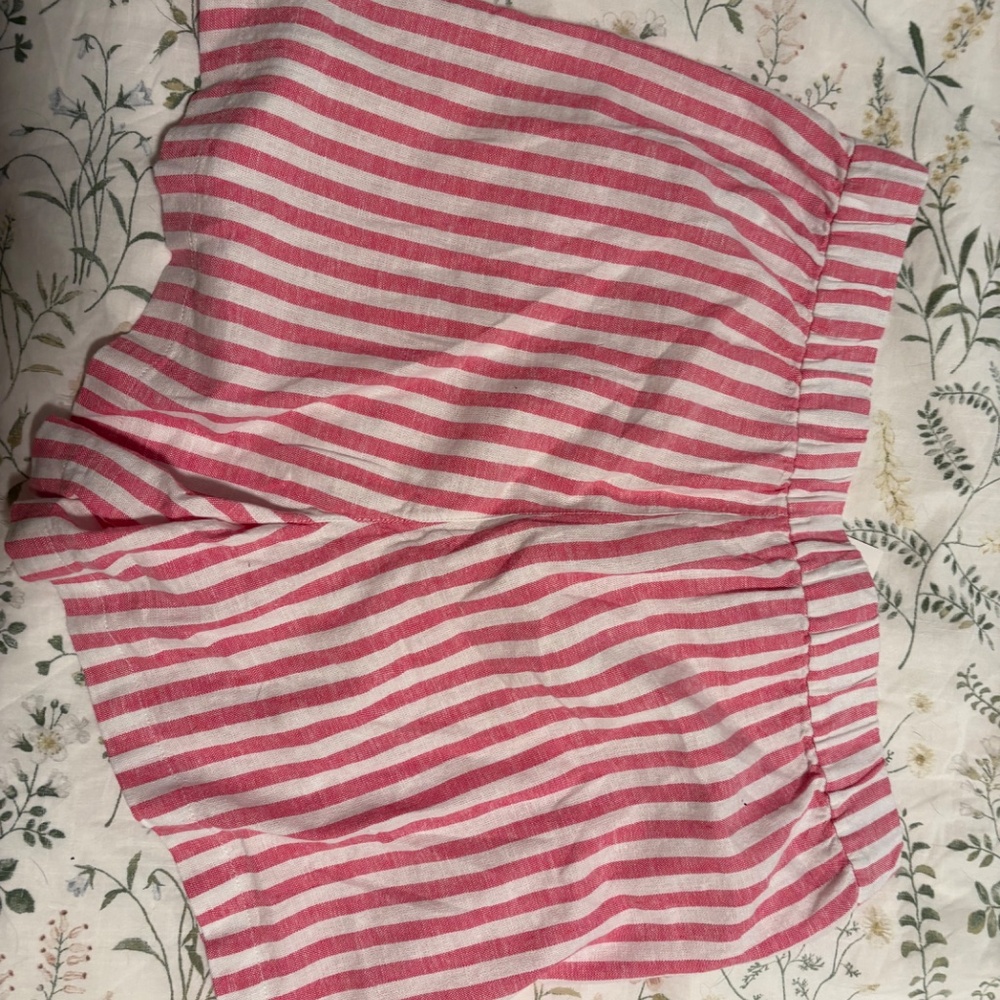 NWT J. Crew Women’s Shorts in Medium Elastic Waist Pink Stripe - Picture 5 of 6